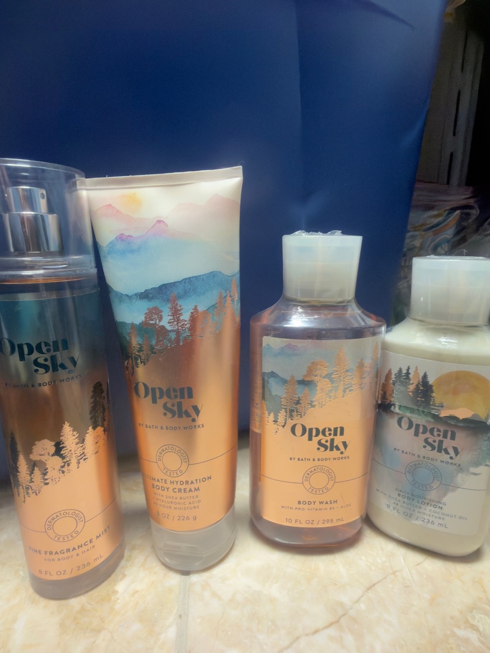 Bath & Body Works Open Sky Body Wash & Care Set - Peach & Blue